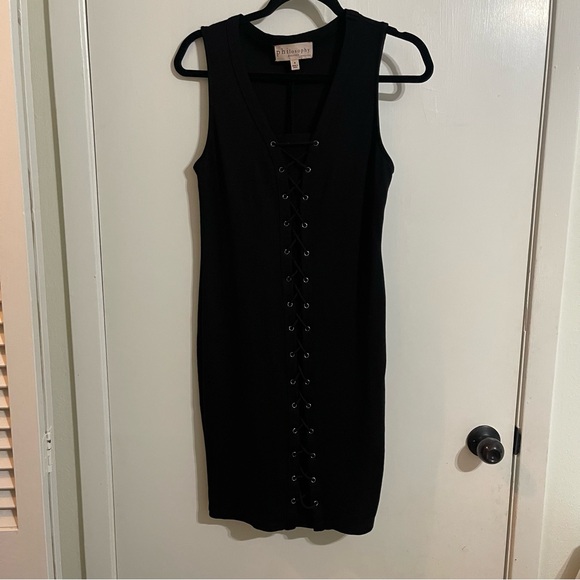Philosophy Dresses by Republic Clothing Black Sleeveless Lace-Up Midi Dress - Picture 1 of 11